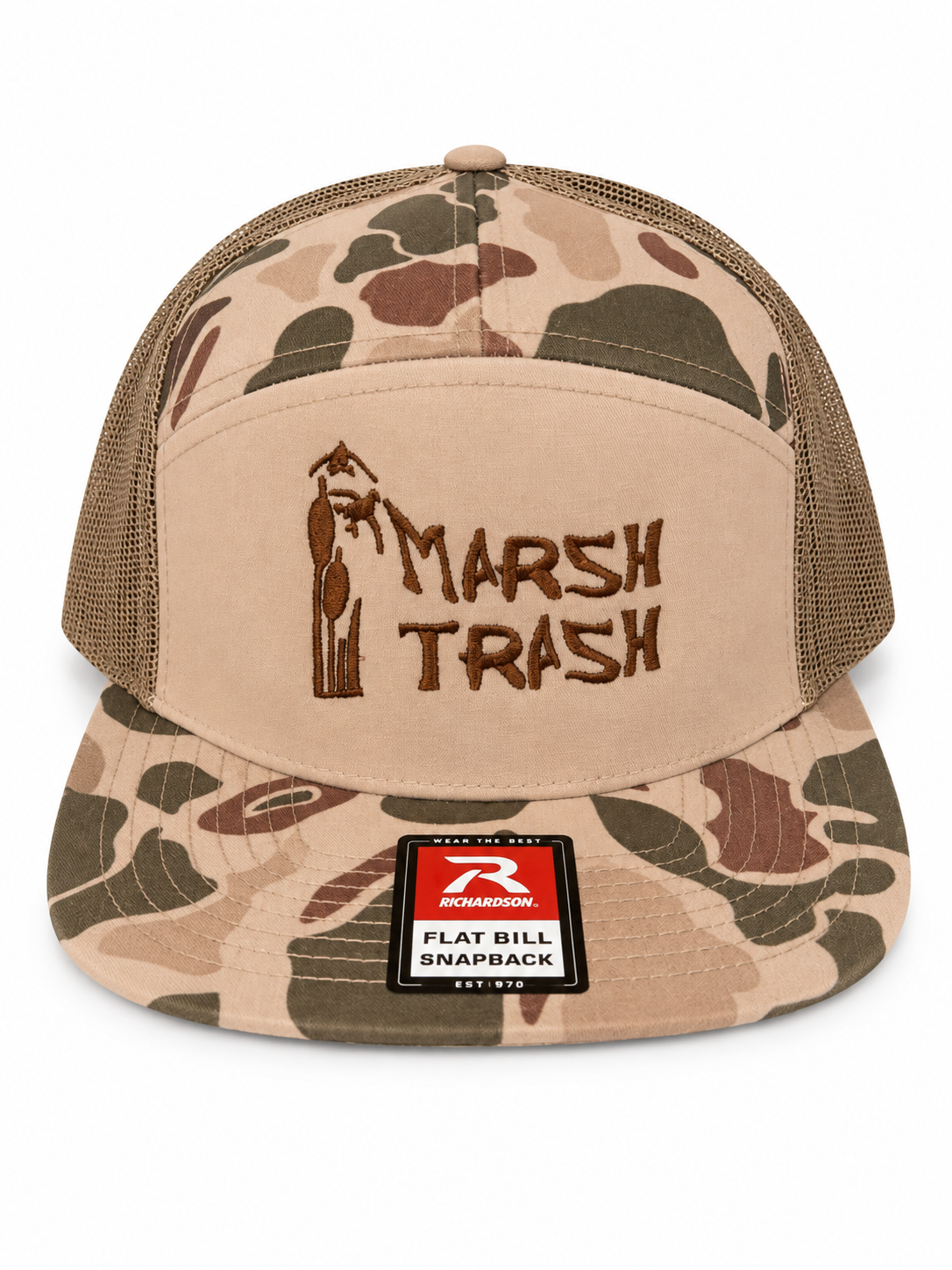 Richardson 7 panel Duck Camo - Tan Marsh Trash Cat Tails