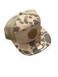 Richardson 7-Panel Snap Back Harvest Camo leather logo