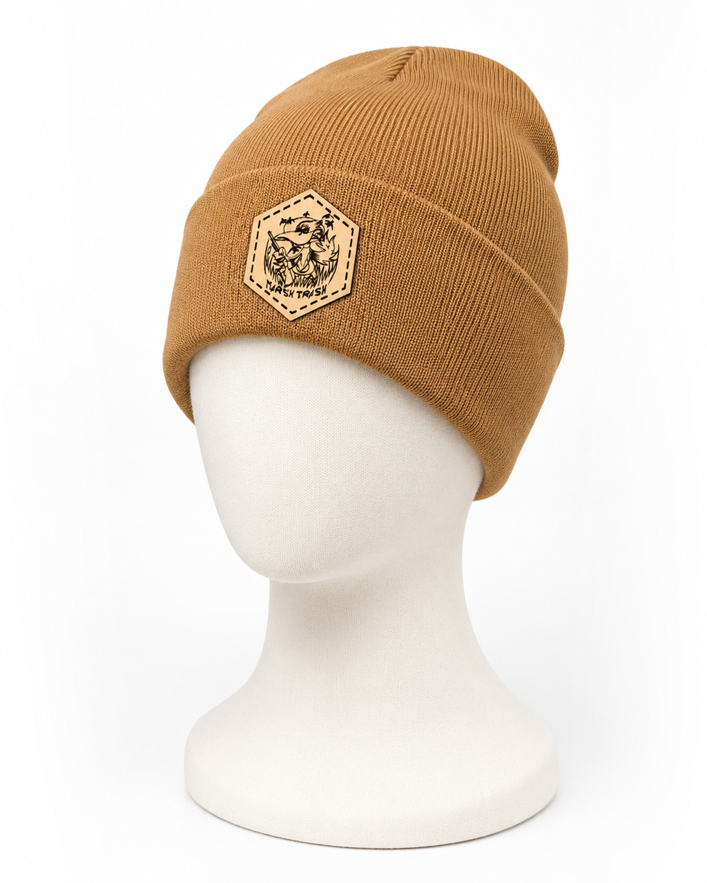 Burnt in Leather Beanie